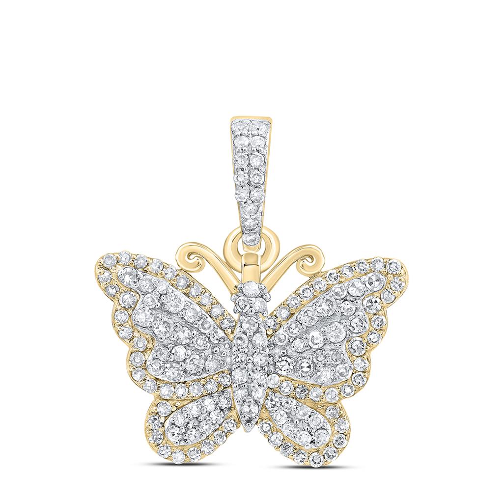 3/8 ct Diamond Butterfly Pendant in 10K Yellow Gold