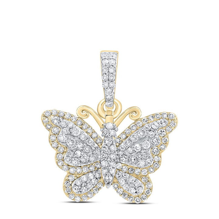 3/8 ct Diamond Butterfly Pendant in 10K Yellow Gold