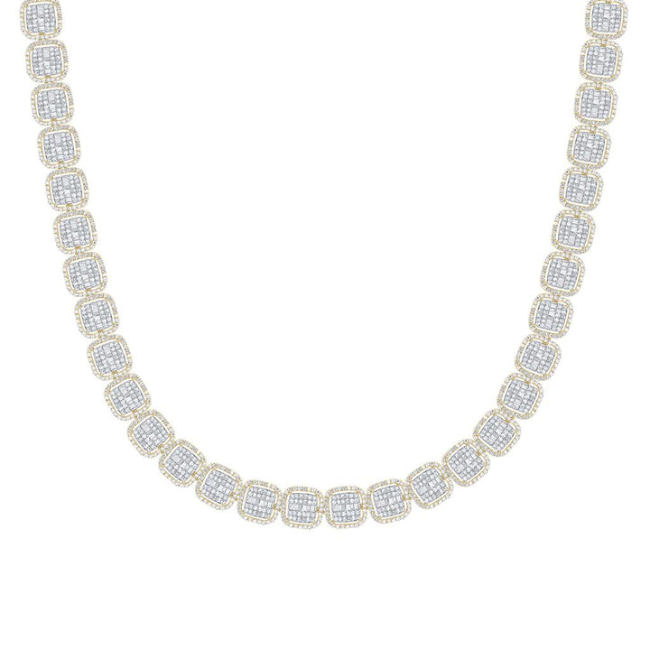 16 ct Diamond Cushion Men's Chain, 22 Inch 10K Gold