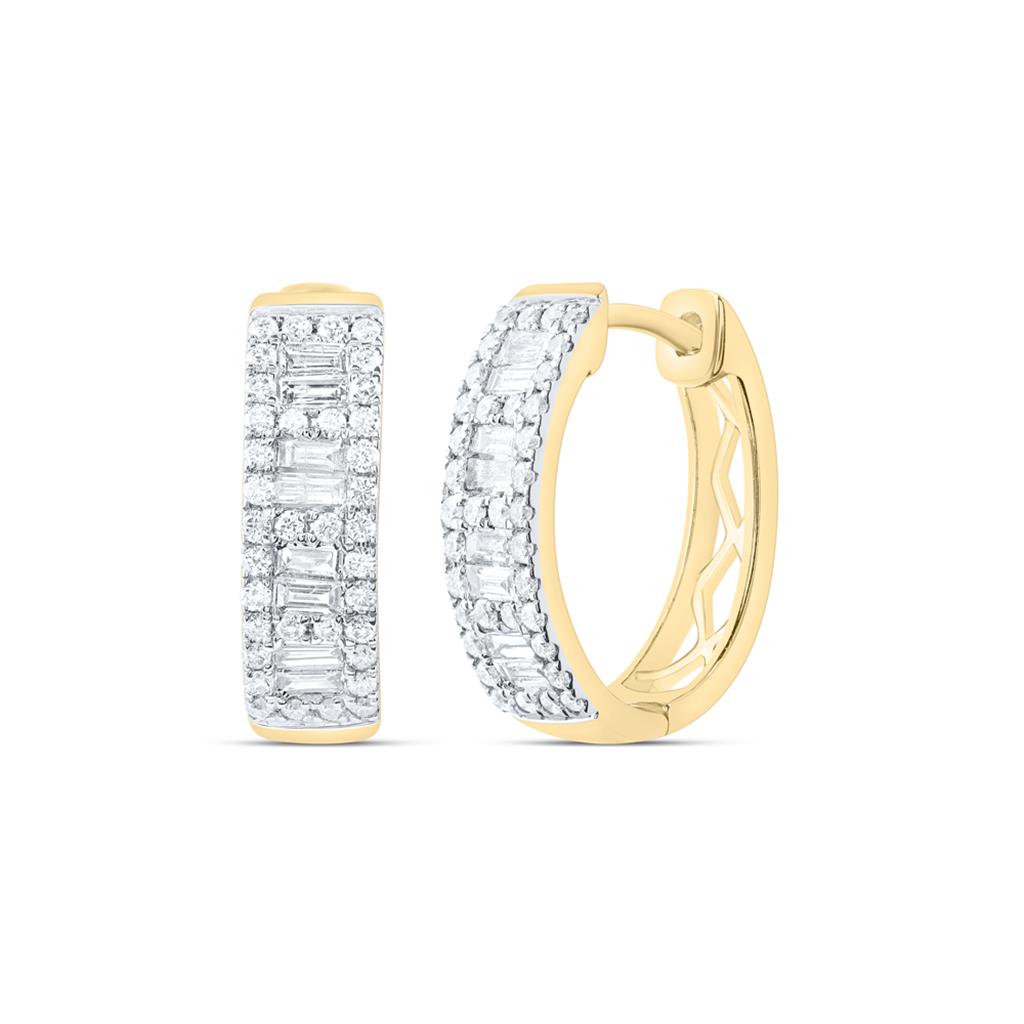 5/8 ct Baguette Diamond Hoop Earrings in 14K Gold