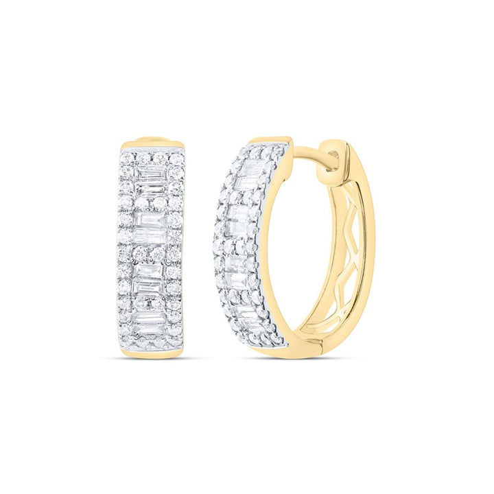 5/8 ct Baguette Diamond Hoop Earrings in 14K Gold