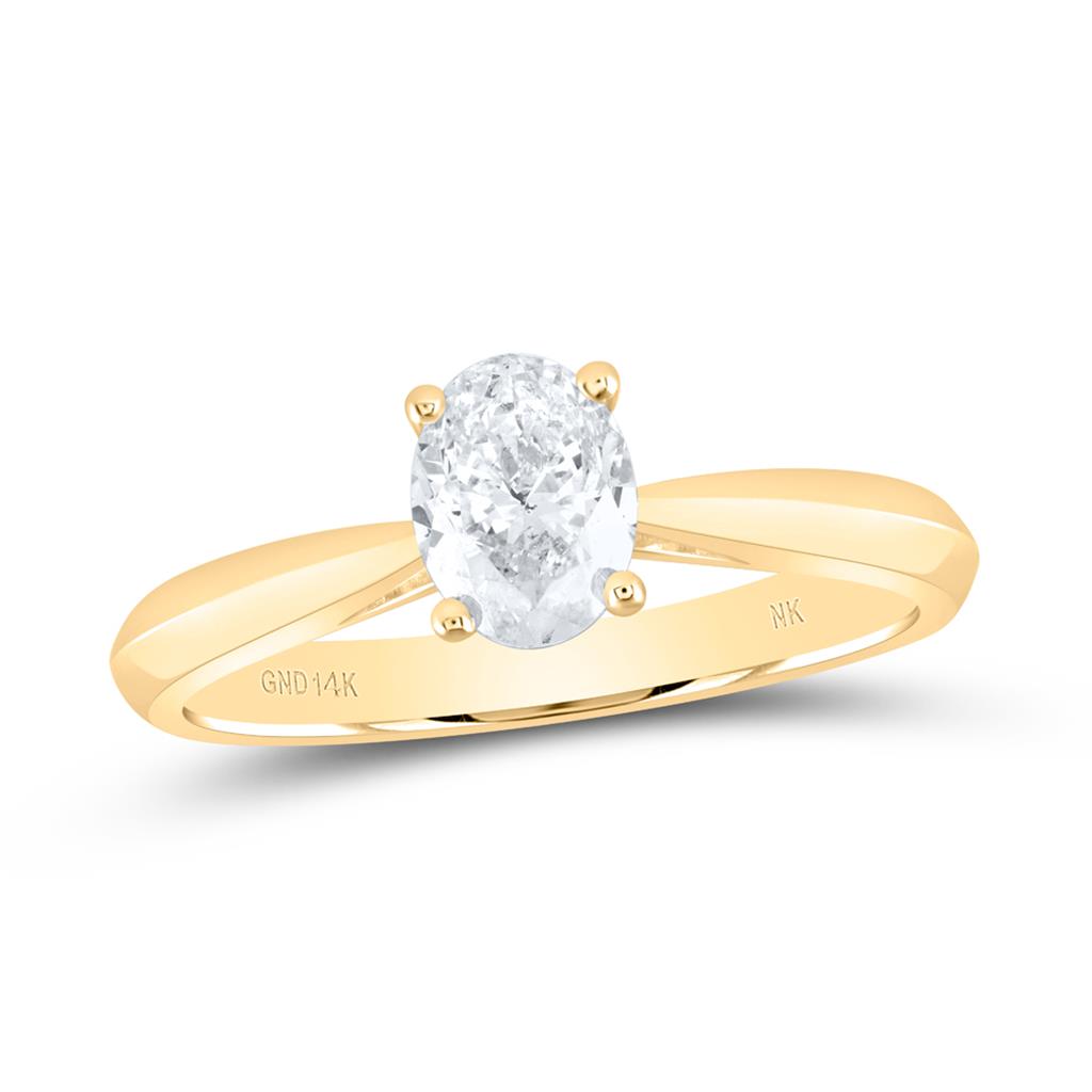 3/4 ct Oval Diamond Solitaire Engagement Ring, 14K Gold