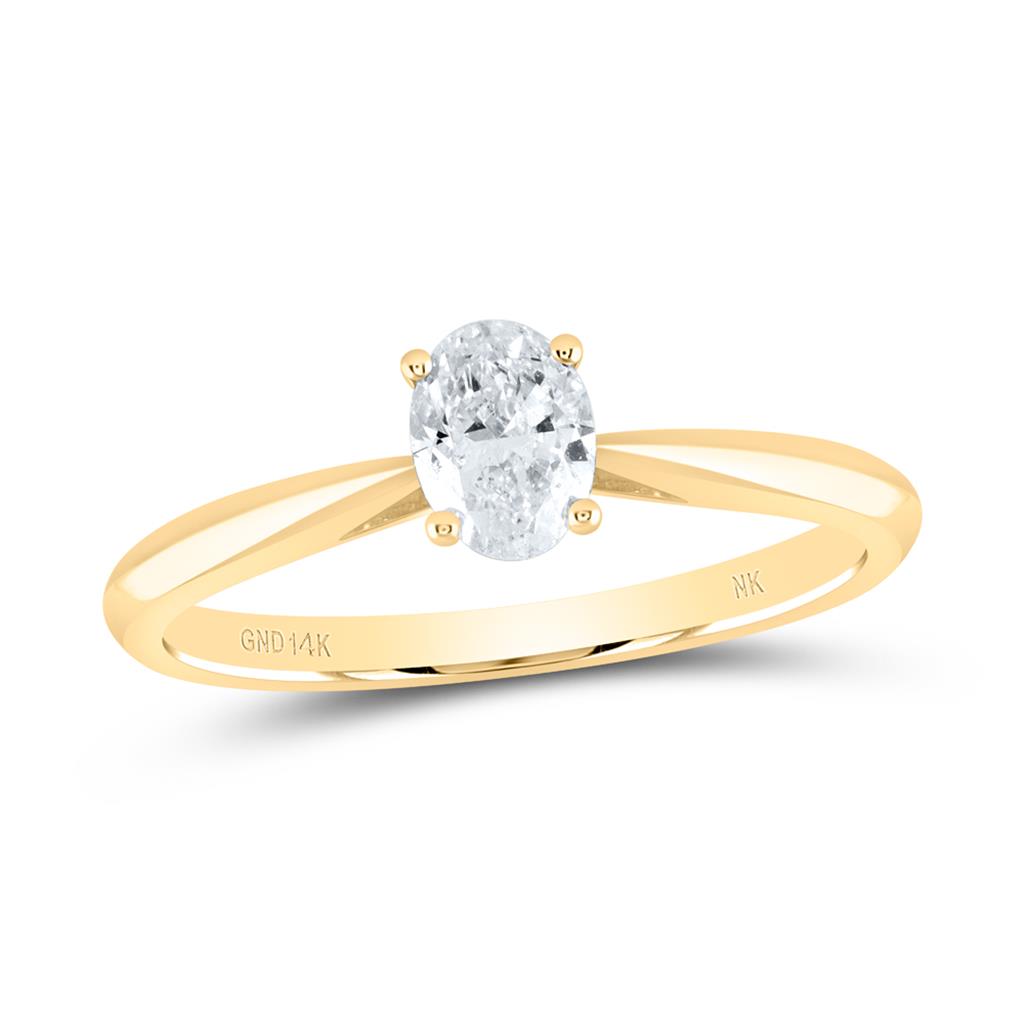 1 ct Oval Diamond Solitaire Engagement Ring, 14K Gold