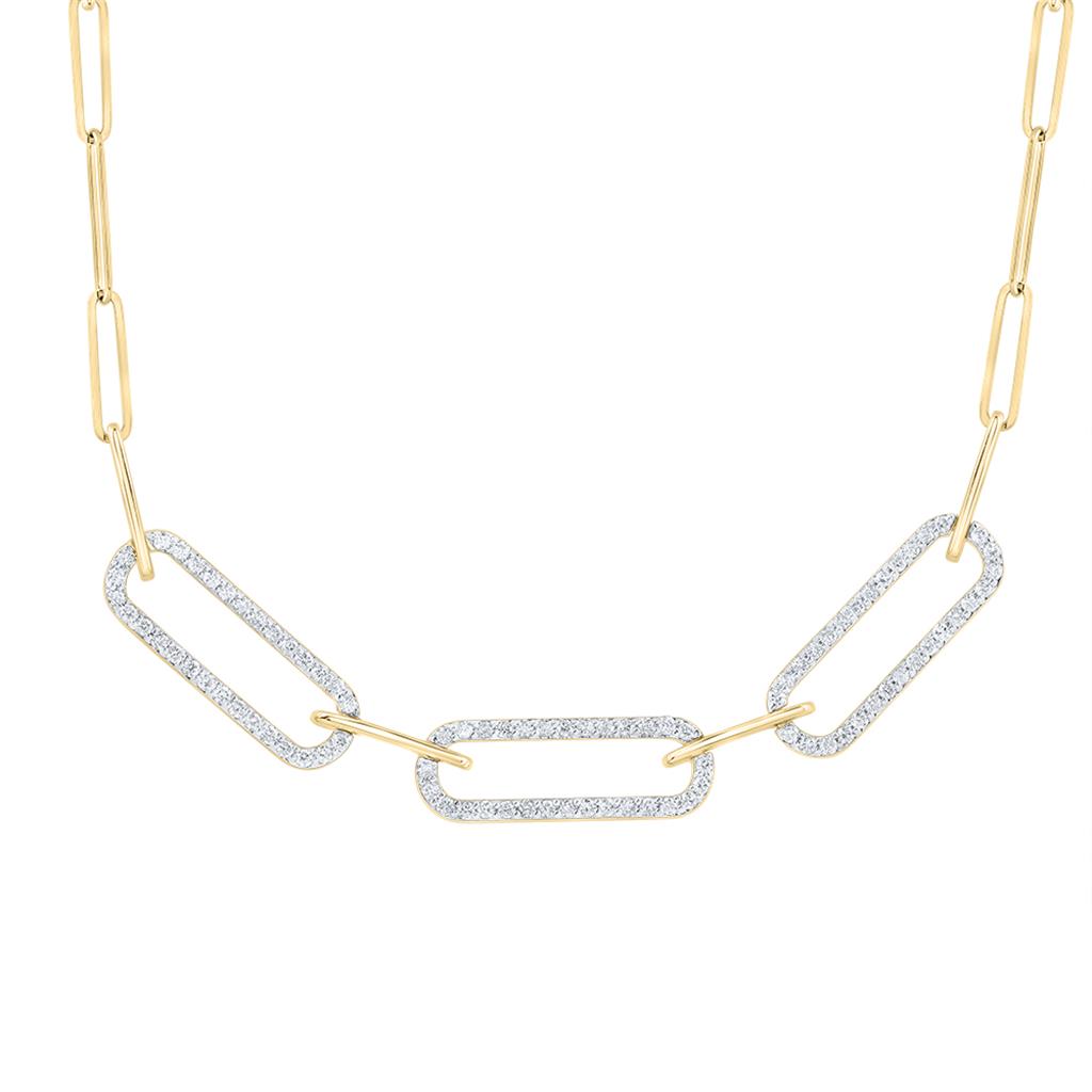 3/4 ct Diamond Paper Clip Necklace, 18 Inch 14K Gold