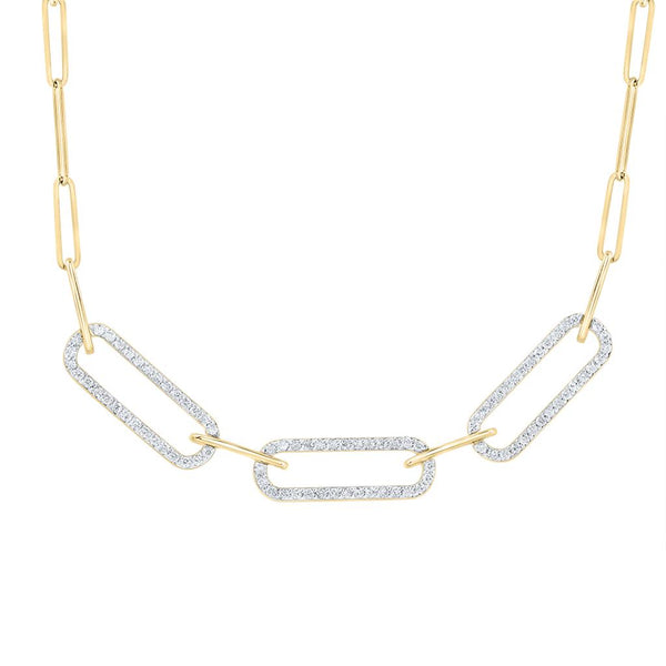 3/4 ct Diamond Paper Clip Necklace, 18 Inch 14K Gold