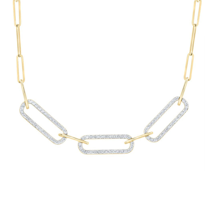 3/4 ct Diamond Paper Clip Necklace, 18 Inch 14K Gold