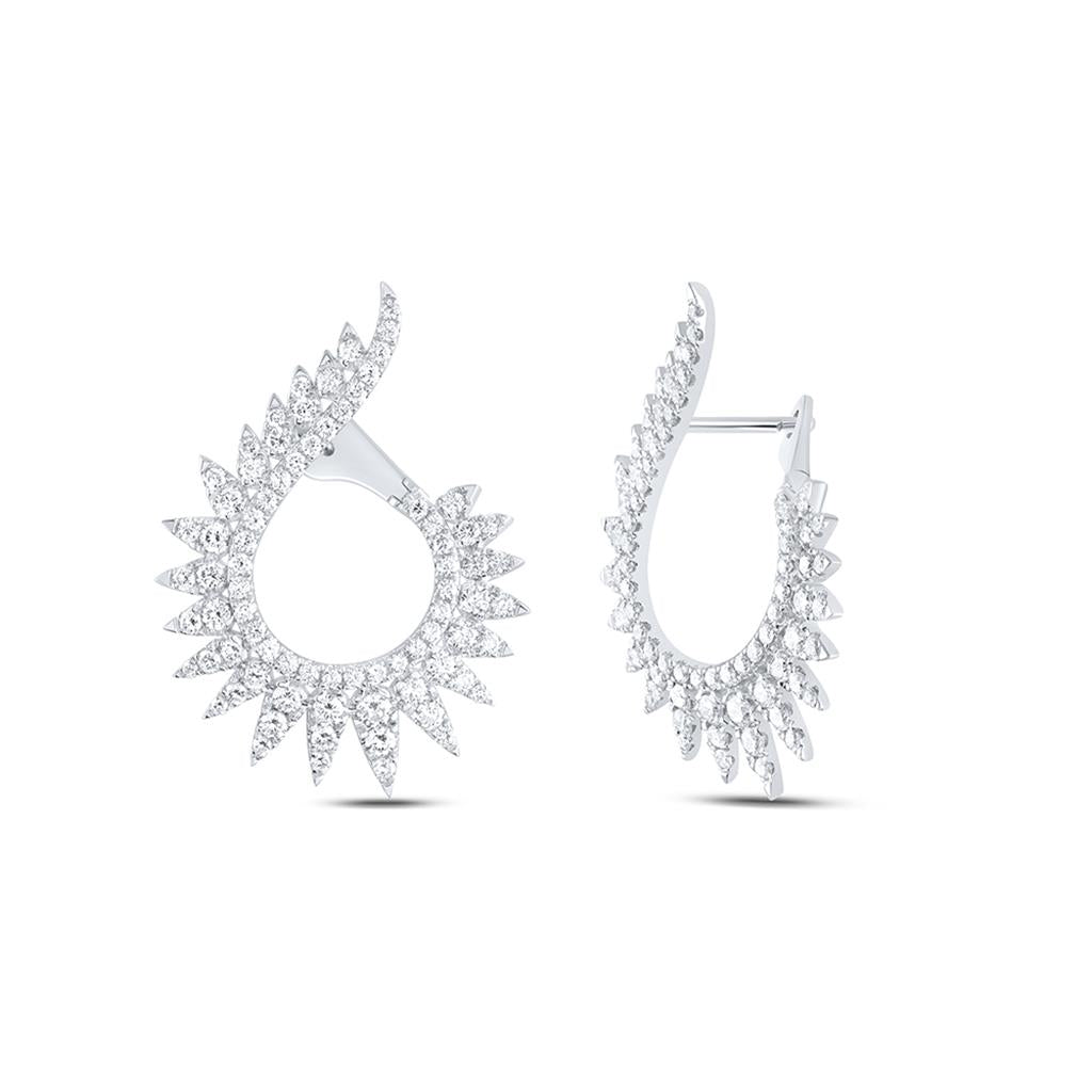 2-1/4 ct Diamond Hoop Earrings in 14K White Gold