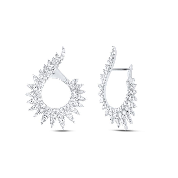 2-1/4 ct Diamond Hoop Earrings in 14K White Gold
