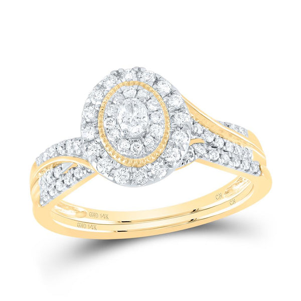 1/2 ct Oval Double Halo Bridal Set in 10K Gold