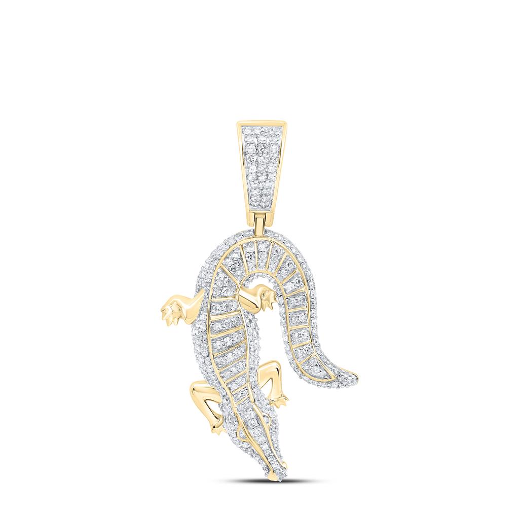 1-1/3 ct Diamond Crocodile Pendant in 10K Yellow Gold