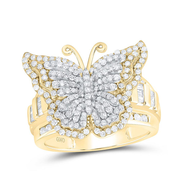 1-1/4 ct Diamond Butterfly Ring in 14K Yellow Gold