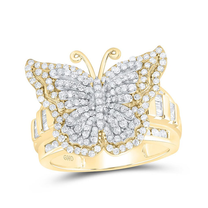 1-1/4 ct Diamond Butterfly Ring in 14K Yellow Gold
