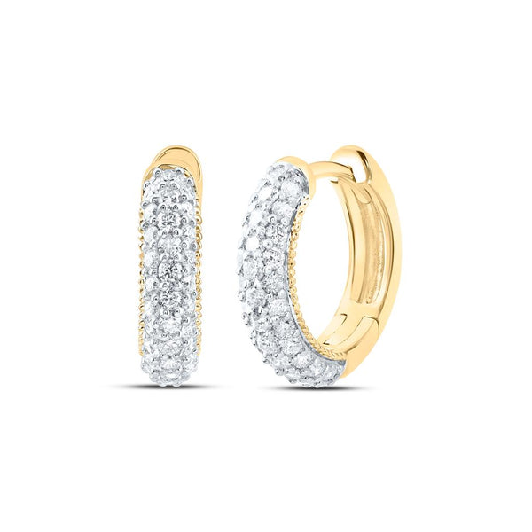 3/4 ct Diamond Hoop Earrings in 14K Yellow Gold