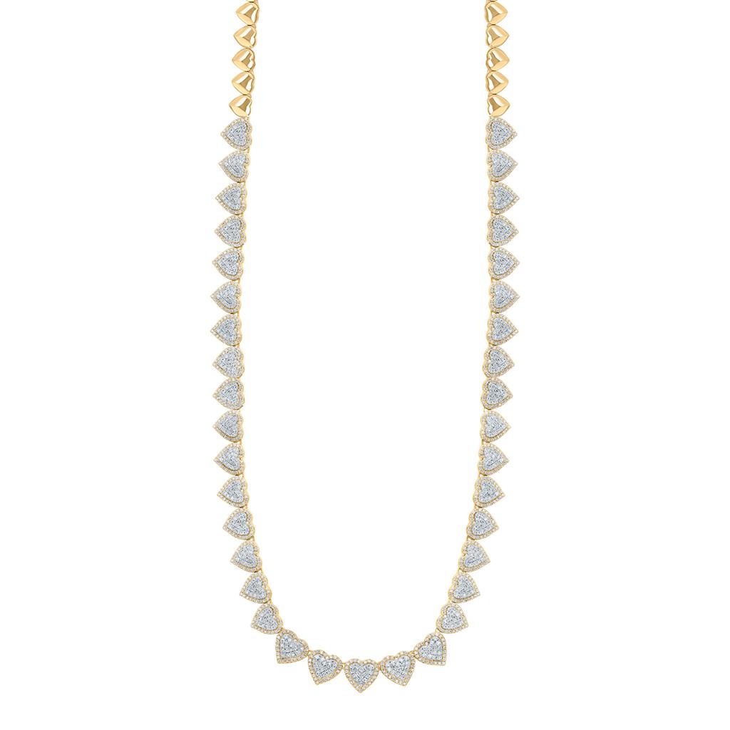 4 ct Diamond Heart Necklace, 17 Inch in 14K Gold