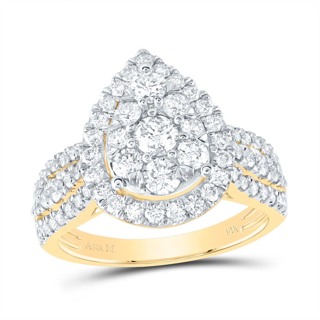 1-1/2 ct Pear Halo Bridal Ring in 14K Yellow Gold