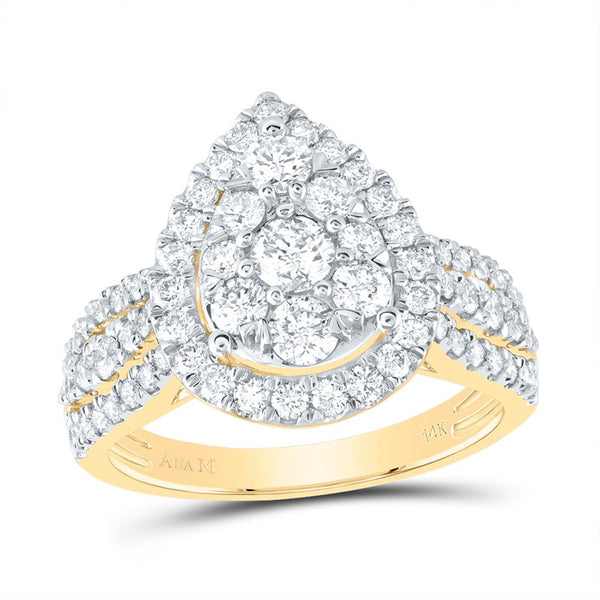 1-1/2 ct Pear Halo Bridal Ring in 14K Yellow Gold