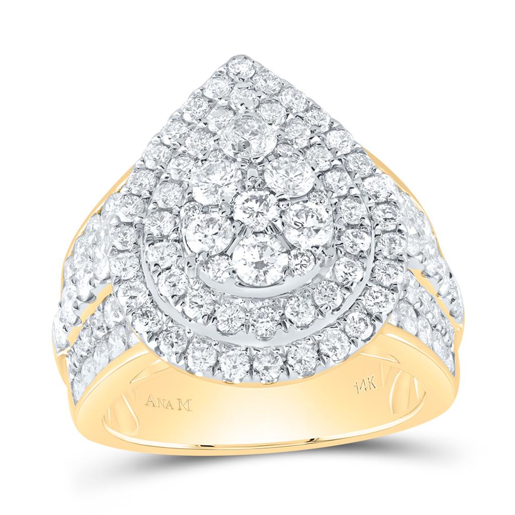 3 ct Pear Double Halo Engagement Ring in 14K Yellow Gold