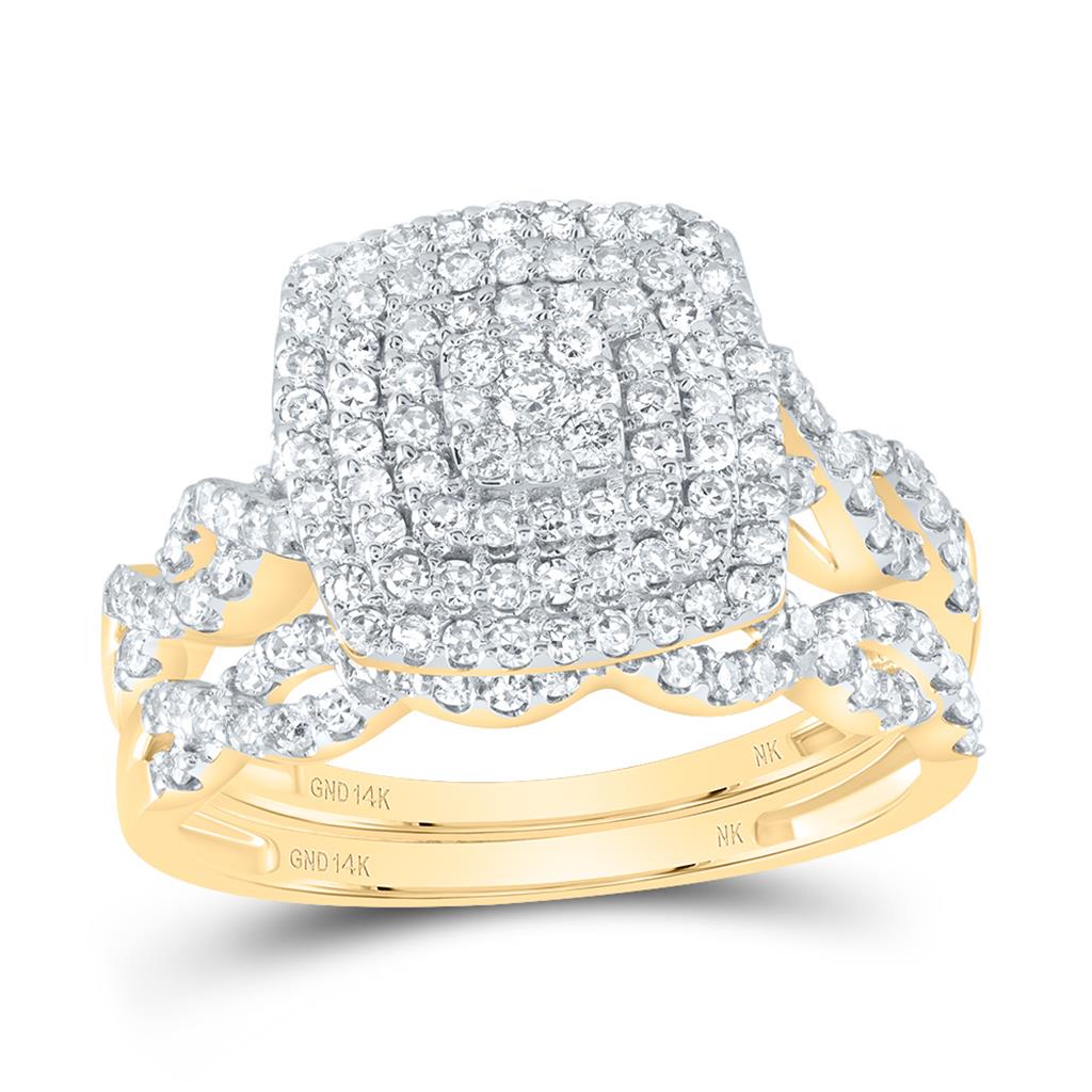 3/4 ct Cushion Double Halo Bridal Set in 14K Yellow Gold