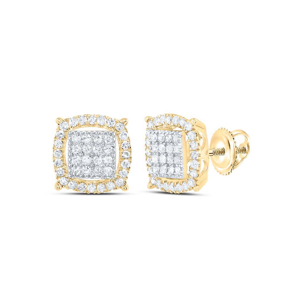 3/8 ct Cushion Diamond Men's Stud Earring, 10K Gold