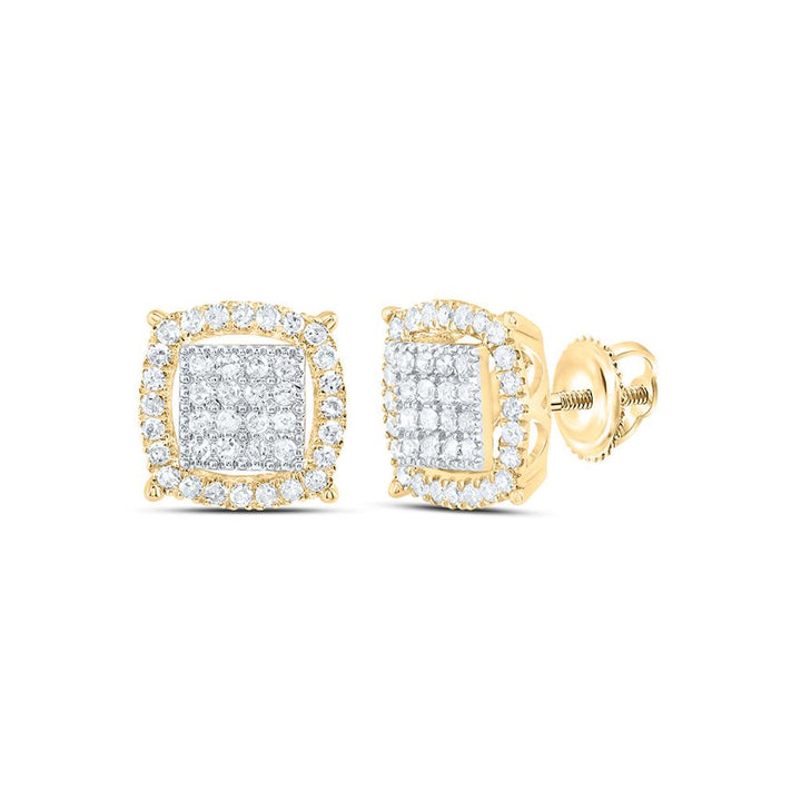 3/8 ct Cushion Diamond Men's Stud Earring, 10K Gold