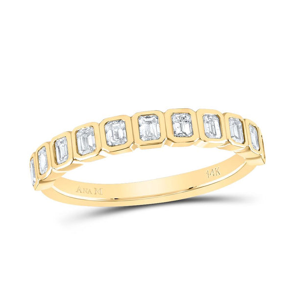5/8 ct Diamond & Emerald Band in 14K Yellow Gold