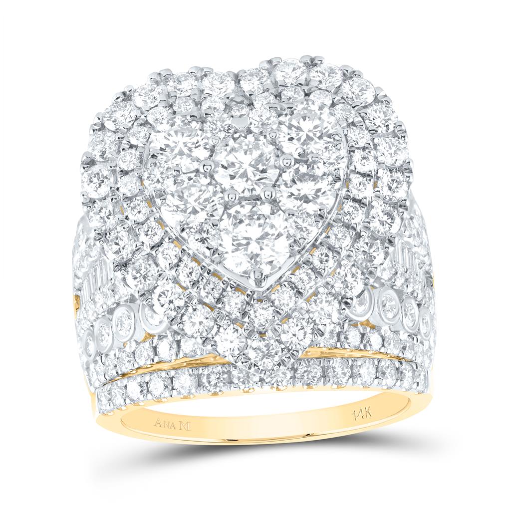 4-3/8 ct Diamond Heart Halo Bridal Set in 14K Yellow Gold