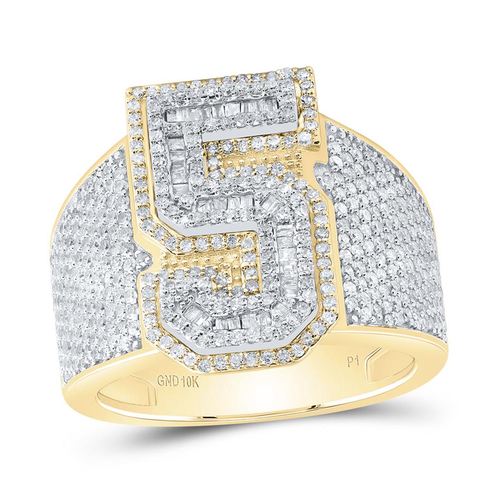 1-5/8 ct Diamond Number 5 Men's Ring in 10K Gold