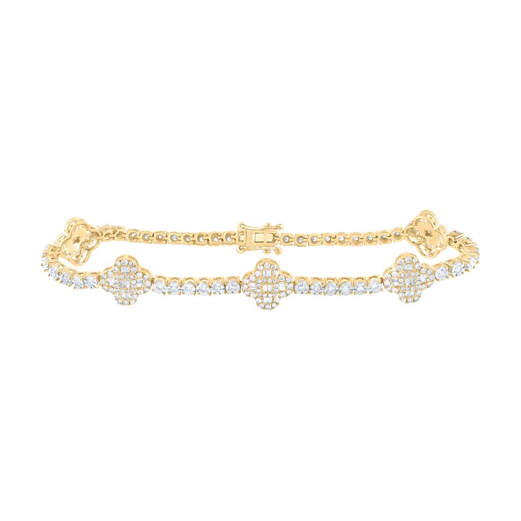 1-1/2 ct Diamond Clover Tennis Bracelet, 7 Inch