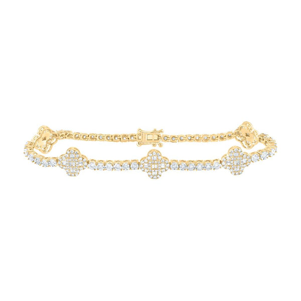 1-1/2 ct Diamond Clover Tennis Bracelet, 7 Inch