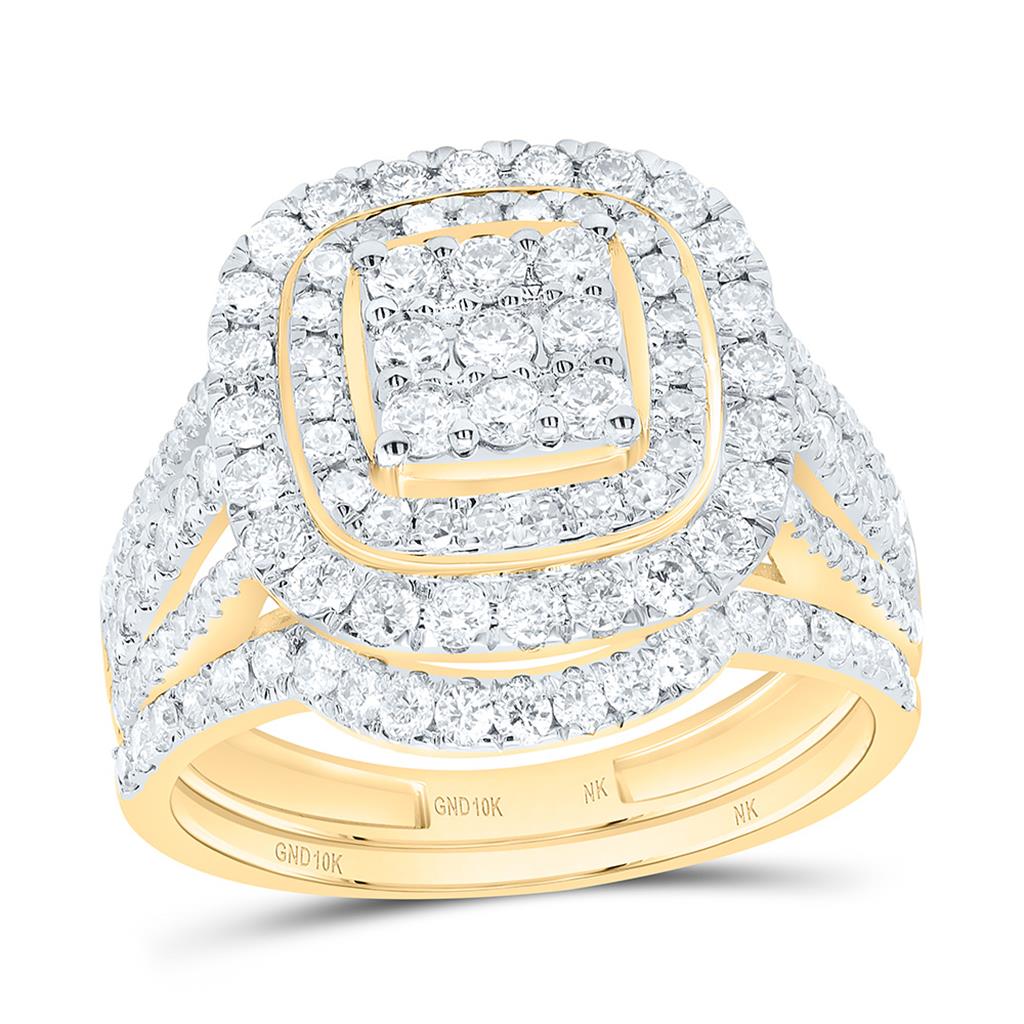 1-3/8 ct Cushion Double Halo Bridal Set in 14K Gold
