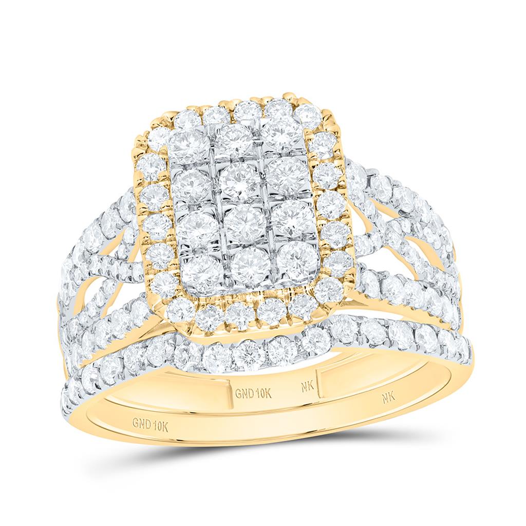 1-3/8 ct Emerald Cut Halo Bridal Set in 10K Gold