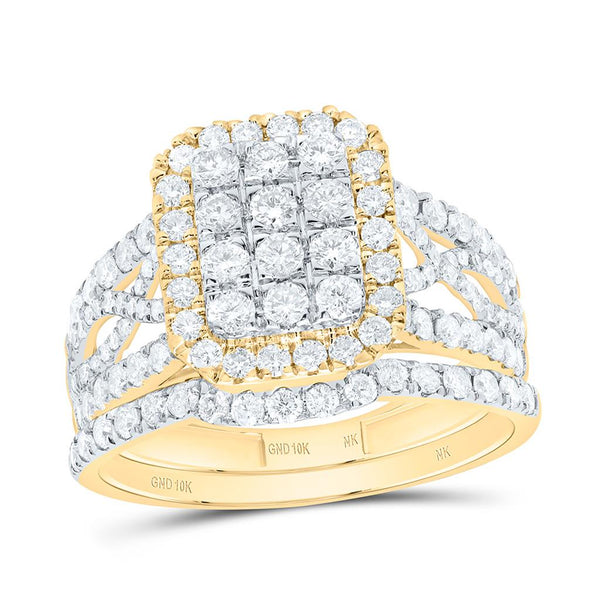 1-3/8 ct Emerald Cut Halo Bridal Set in 10K Gold
