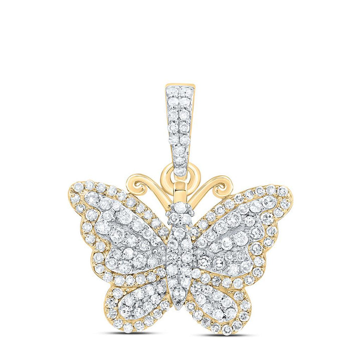 3/8 ct Diamond Butterfly Pendant, 14K Yellow Gold