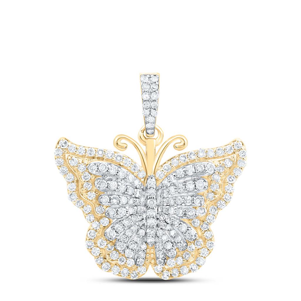 5/8 ct Diamond Butterfly Pendant in 14K Yellow Gold