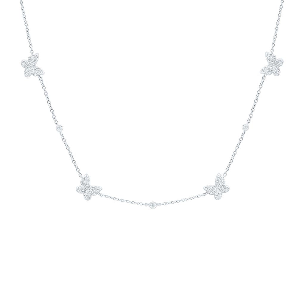 1/2 ct Diamond Butterfly Necklace, 18 Inch 14K Gold