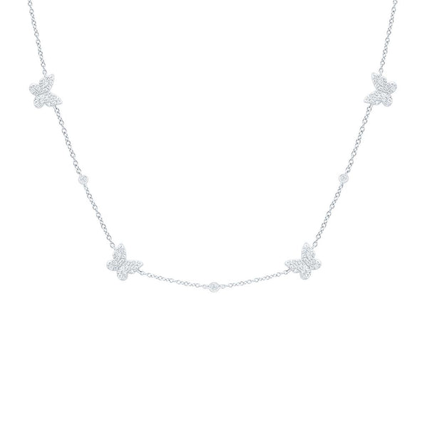 1/2 ct Diamond Butterfly Necklace, 18 Inch 14K Gold