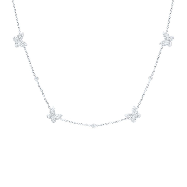 1/2 ct Diamond Butterfly Necklace, 18 Inch 14K Gold