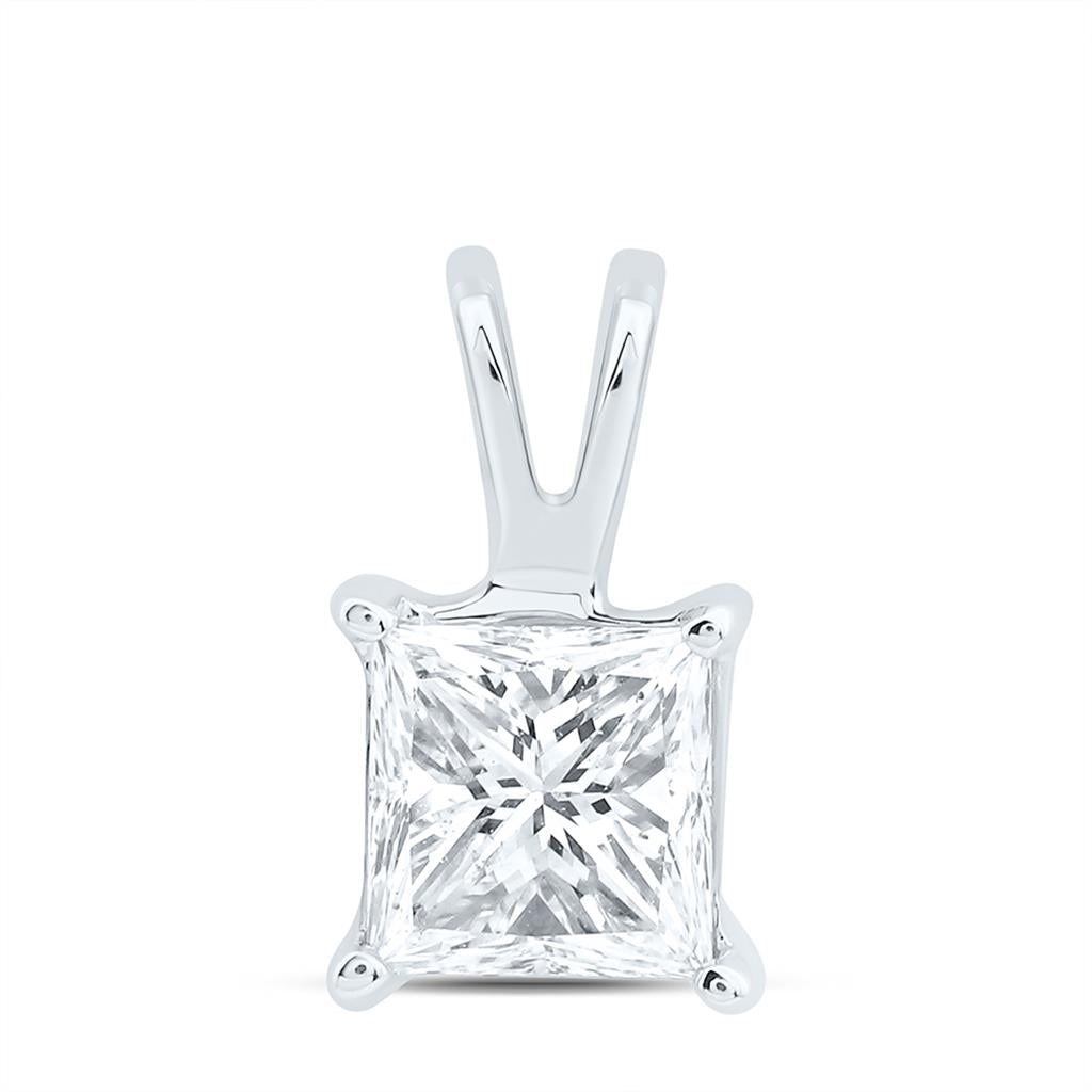 Half Carat Princess Diamond Pendant in 14K Yellow Gold