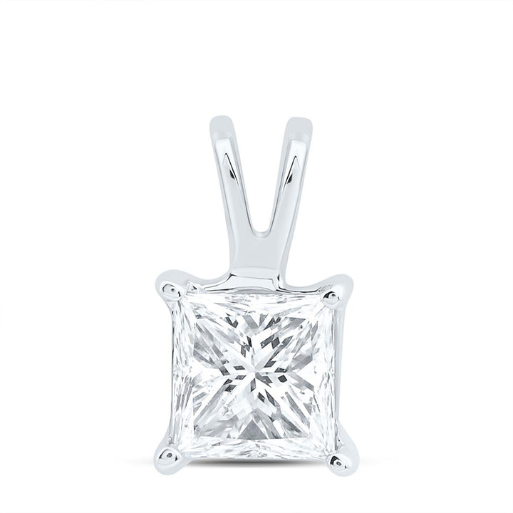 Half Carat Princess Diamond Pendant in 14K Yellow Gold