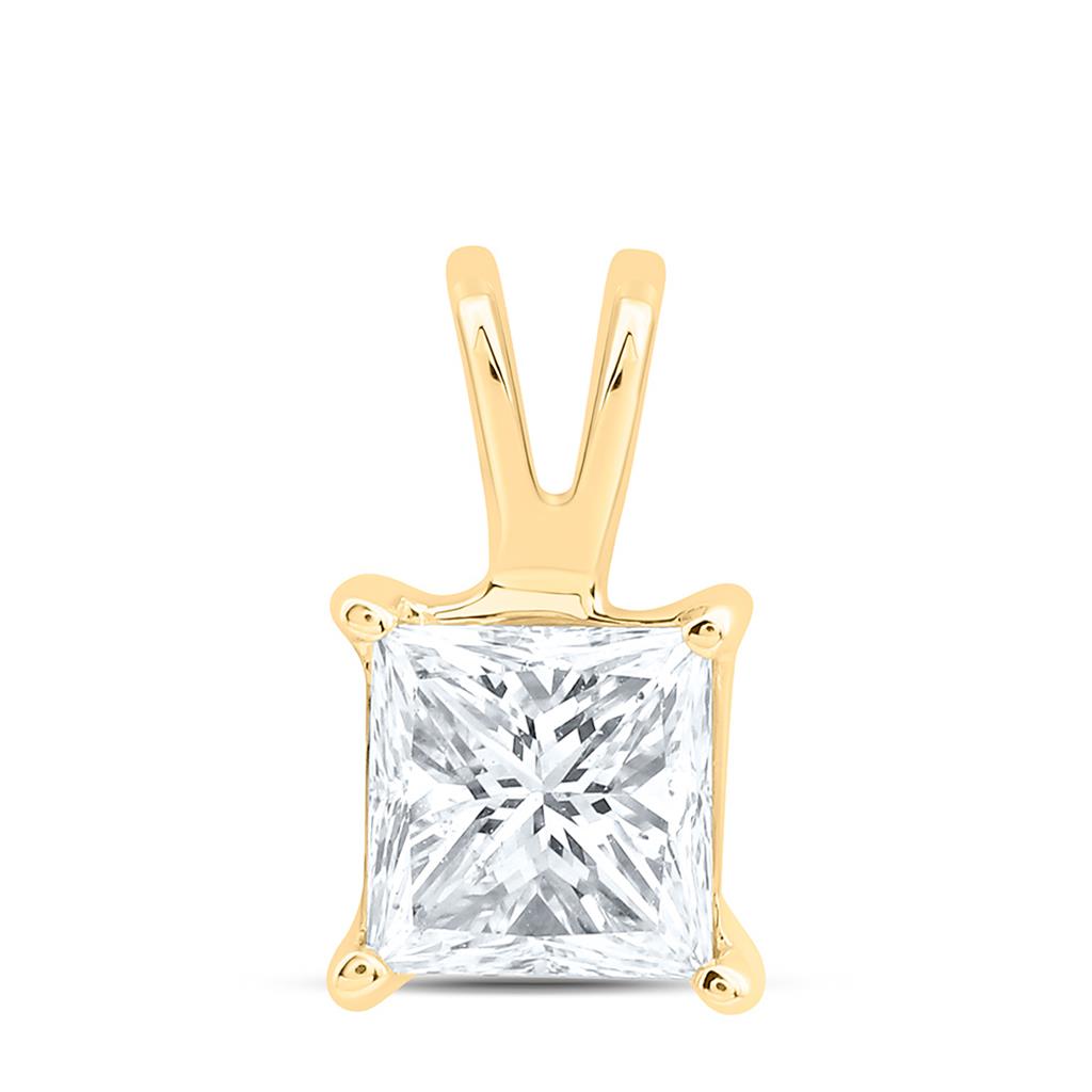 1/2 ct Princess Diamond Solitaire Pendant in 14K Gold