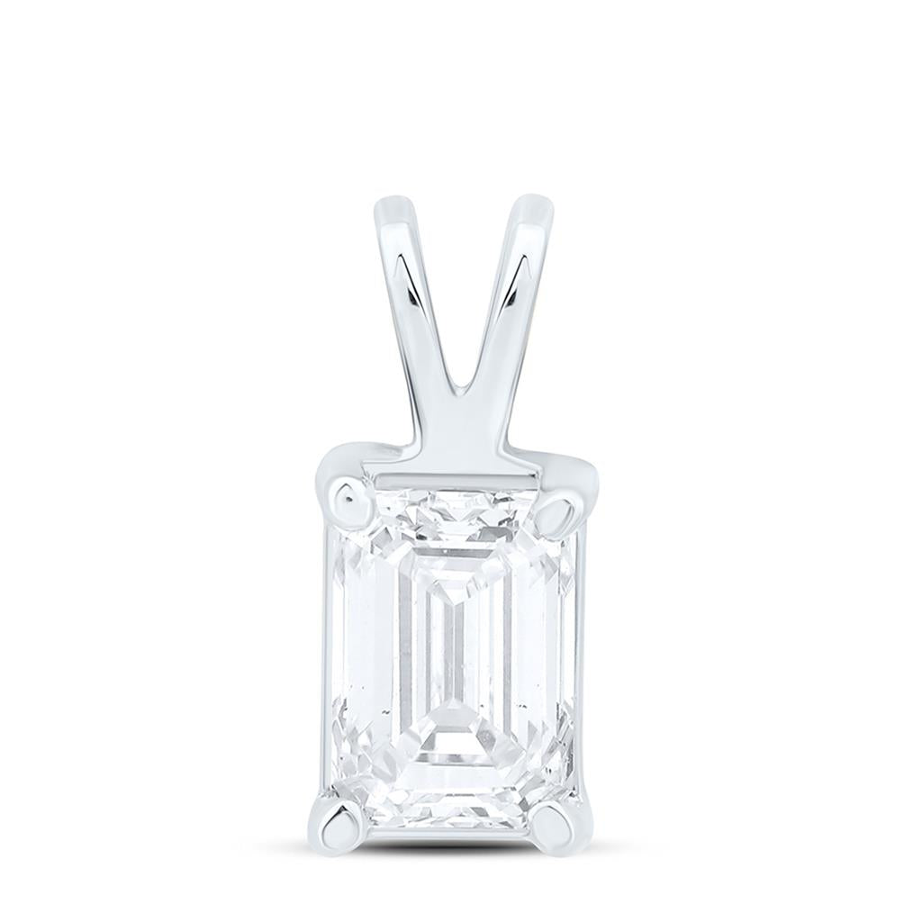 1/2 ct Emerald Cut Diamond Solitaire Pendant, 14K Gold
