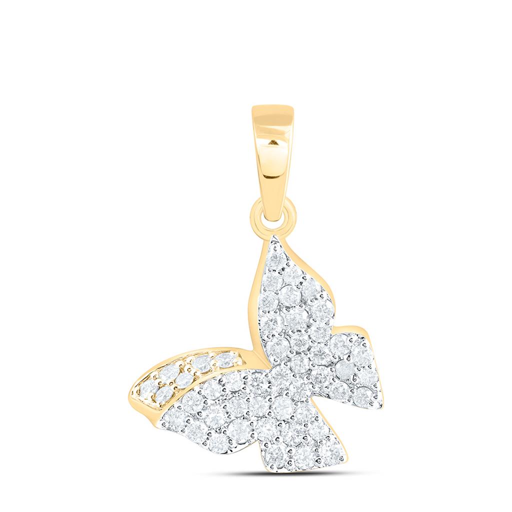 1/2 ct Diamond Butterfly Pendant in 10K Yellow Gold
