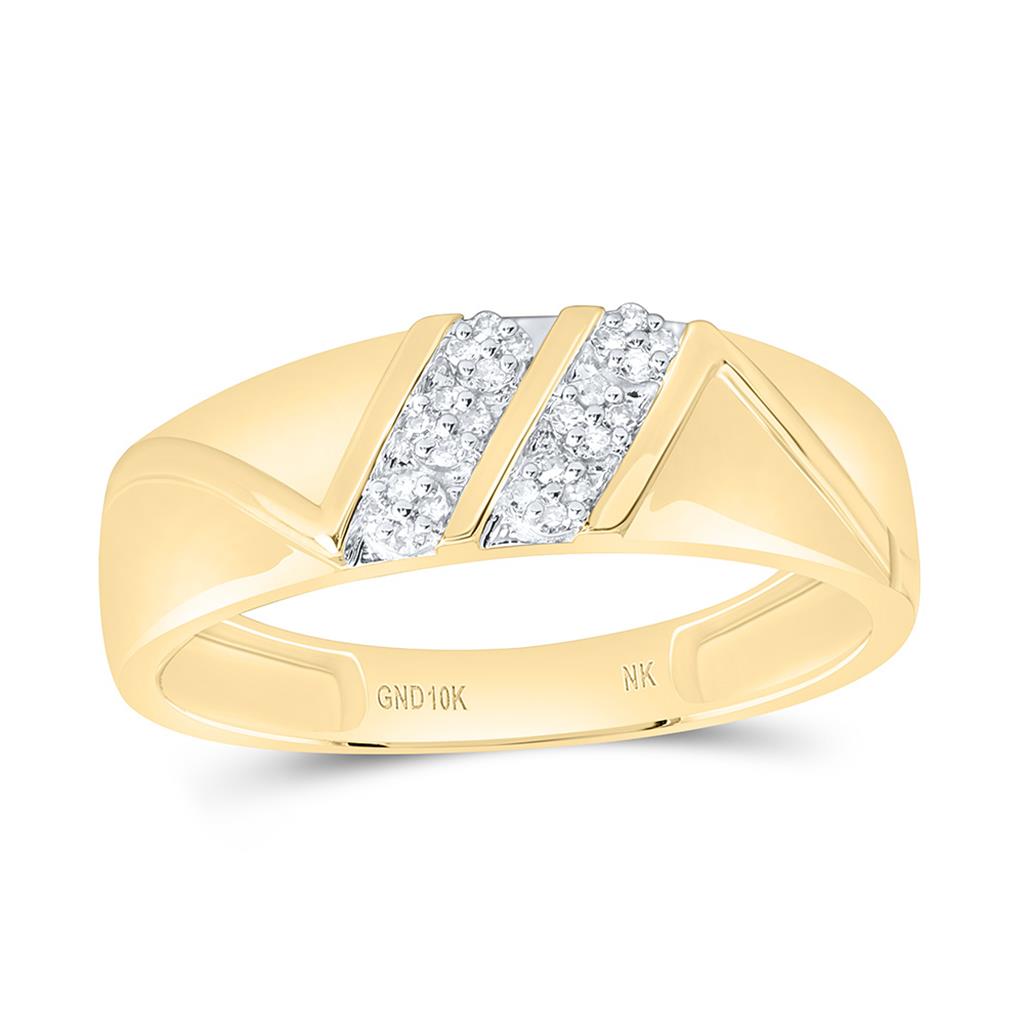 Diamond Men's Wedding Band in 10K Yellow Gold