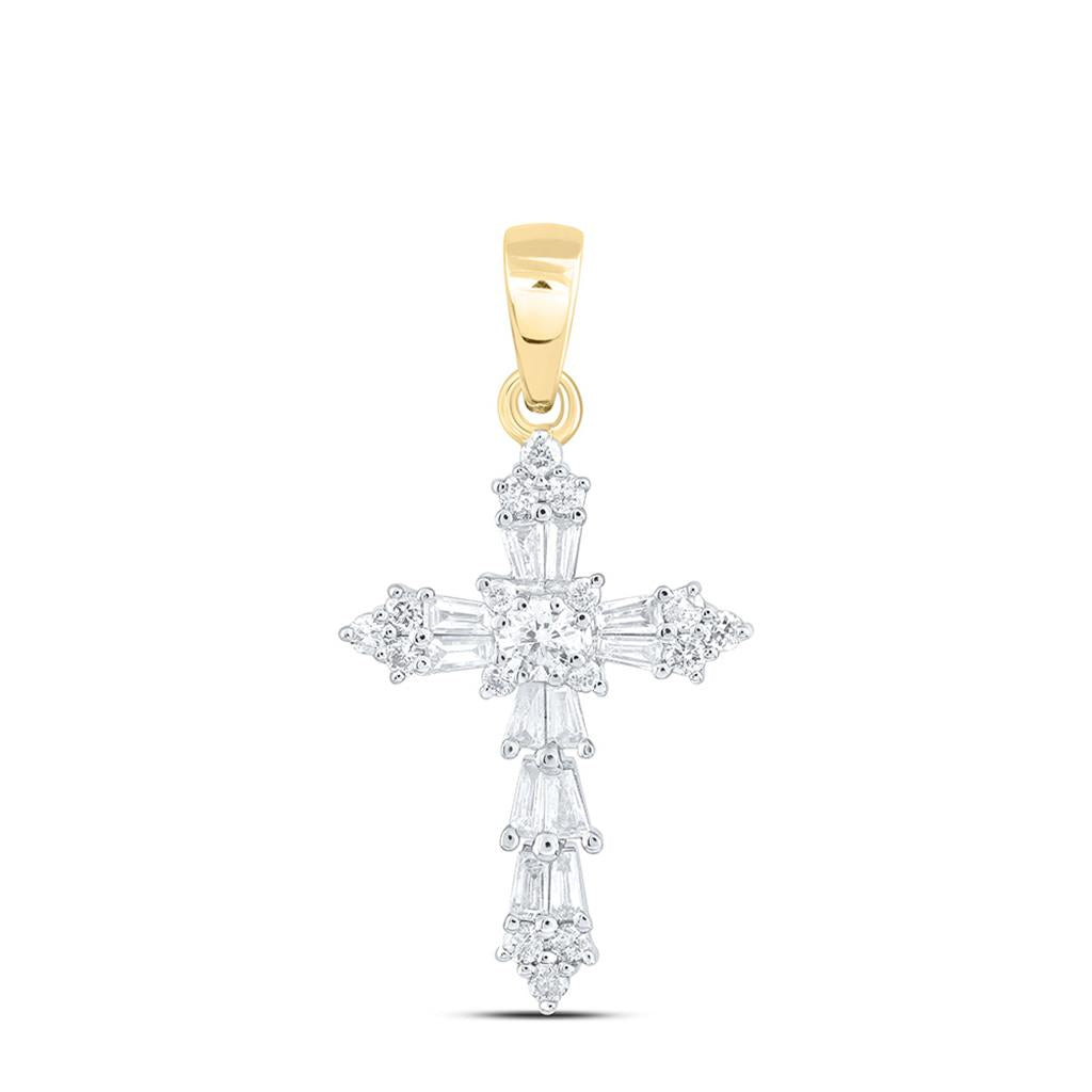 1/4 ct Diamond Cross Pendant in 10K Yellow Gold