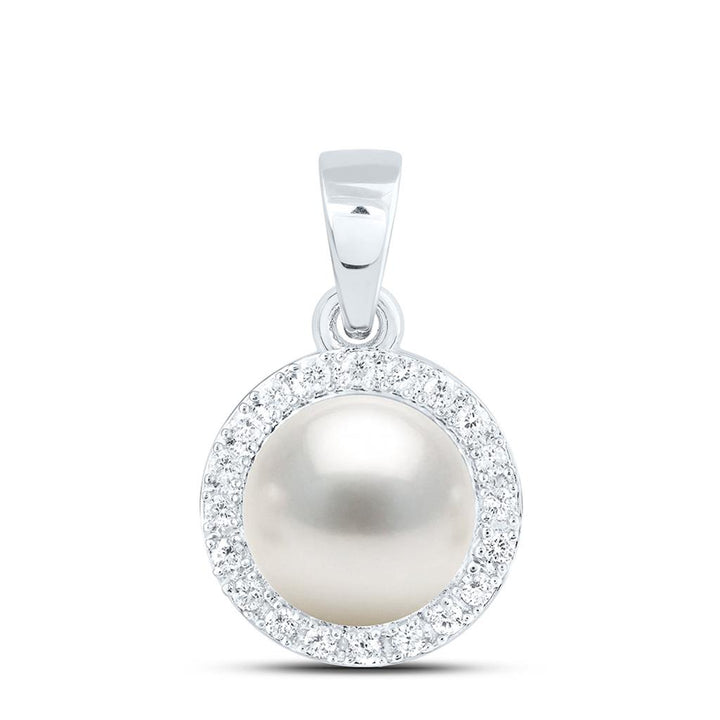 7mm Pearl & Diamond Pendant in 14K Yellow Gold