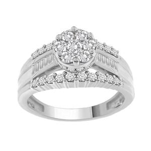 10kwg 3.00cttw Round/Baguette Ladies Diamond Ring