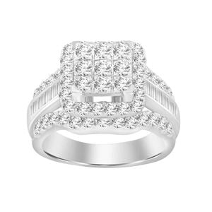 10kwg 2.00cttw Round/Baguette Ladies Diamond Ring