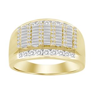 10kyg 1.00cttw Round/Baguette Mens Diamond Ring