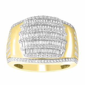 10kyg 1.50cttw Round/Baguette Diamond Mens Ring