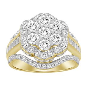 10kyg 2.00cttw Round/Baguette Ladies Diamond Ring